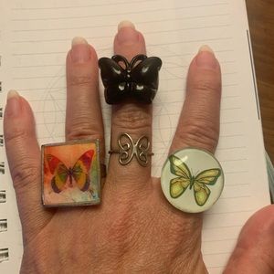 Set of 4 butterfly rings